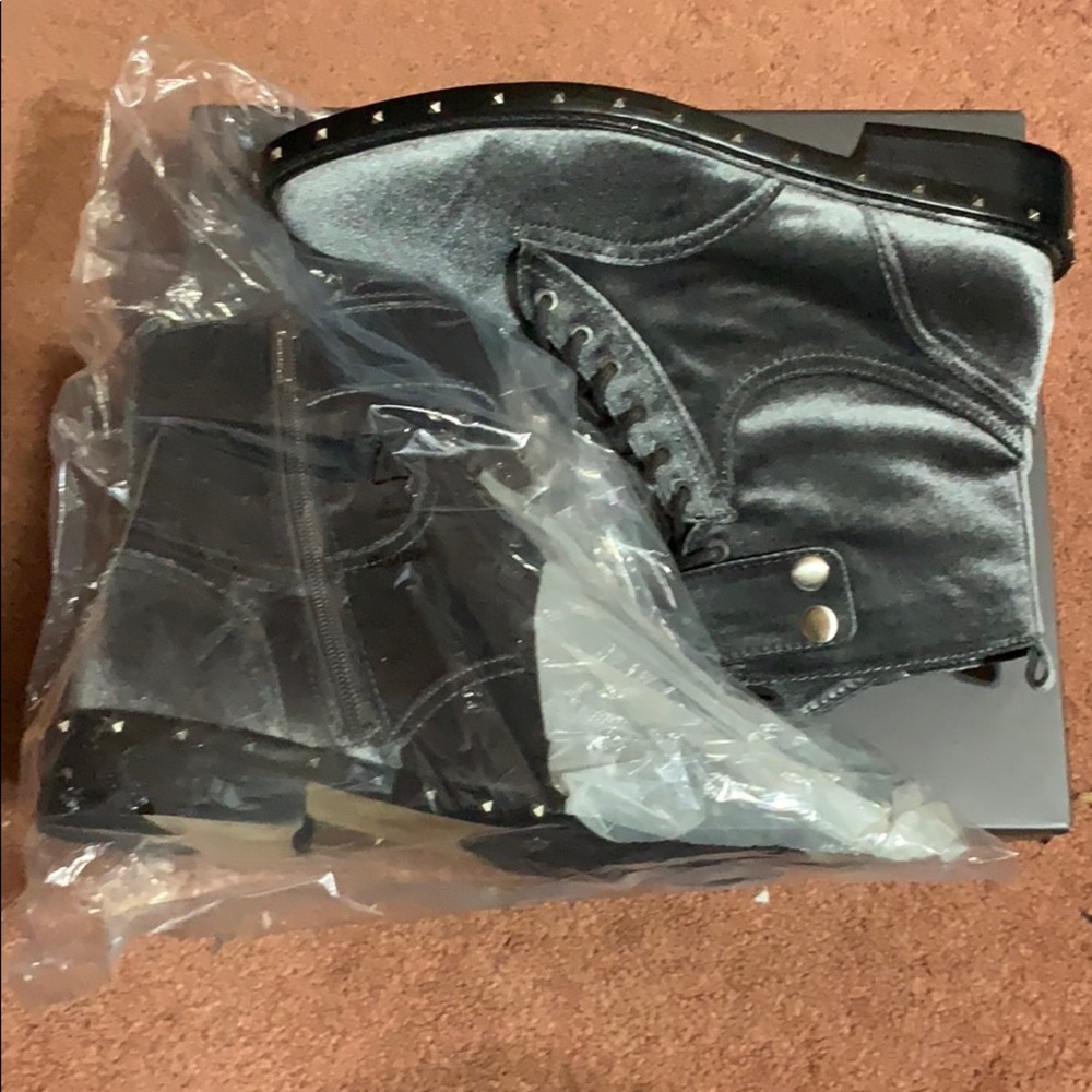 Vince Camuto Grey Velvet Combat Boots